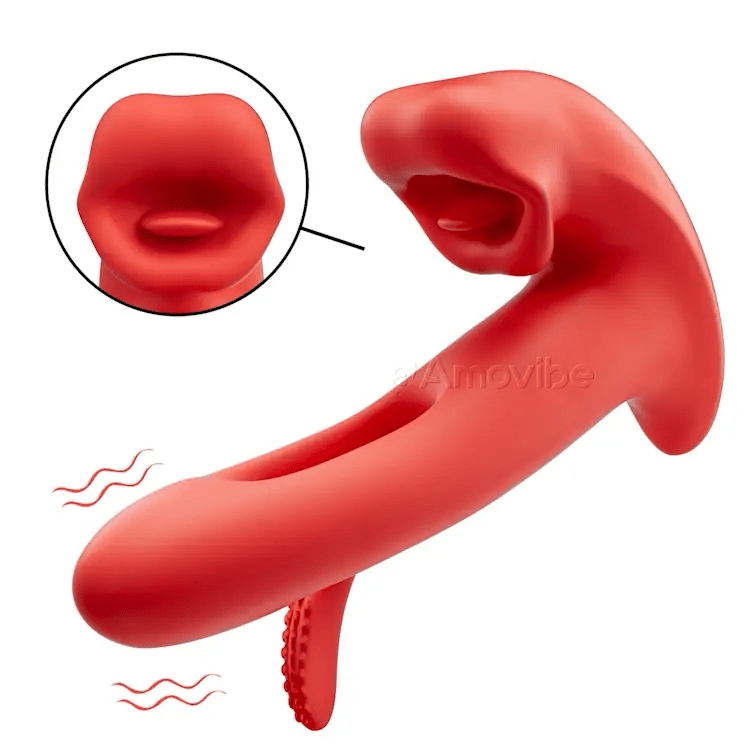 Wibrator z klapaniem łechtaczki z całującymi ustami i wibracją