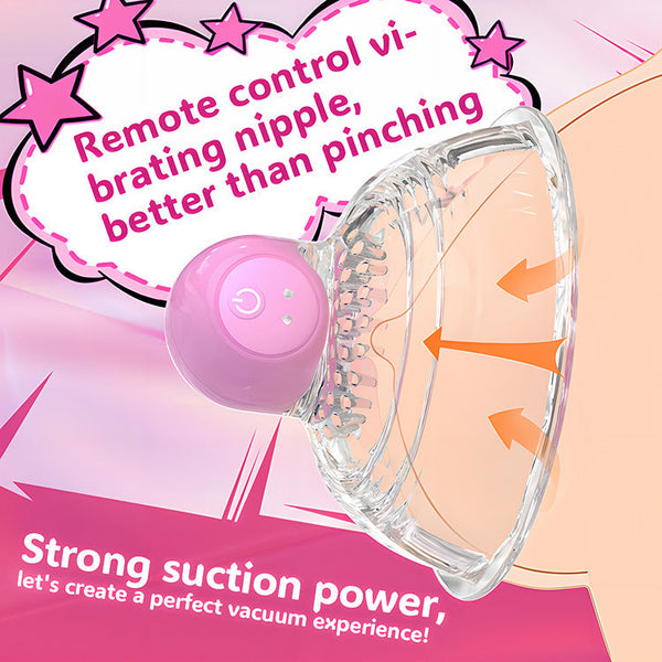 Transparent Nipple Vibrator with Remote Control and 10 Vibration Modes