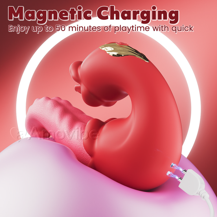 Podwójny Wibrator G-Spot z Ruchomym Językiem i Wibracjami