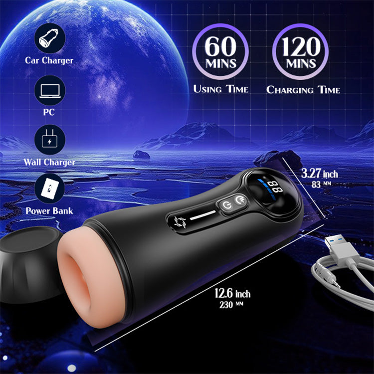 Automatyczny masturbator męski – 4 ssania, 9 wibracji, wyświetlacz LED