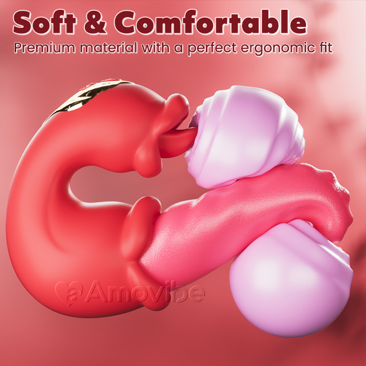 Podwójny Wibrator G-Spot z Ruchomym Językiem i Wibracjami